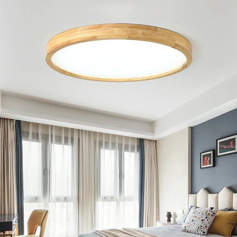 LED Ultra-thin Ceiling Lamp - Nordic Wooden Decorative Lamp - Perfect for Bedroom, Living Rooms, Balcony, and Corridor - Modern Iron and Acrylic Lighting Fixture