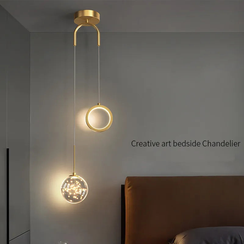 Modern Minimalist Starry Bedside Chandelier - Creative Nordic Art Lamp for Light Luxury Bedrooms and Studies