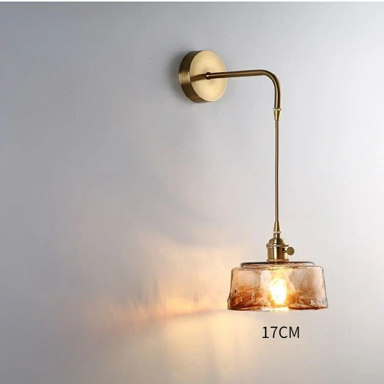 Modern Glass Wall Sconce Light Fixture - Elegant Bedroom, Restaurant, and Corridor Decor with Copper Flower Plug