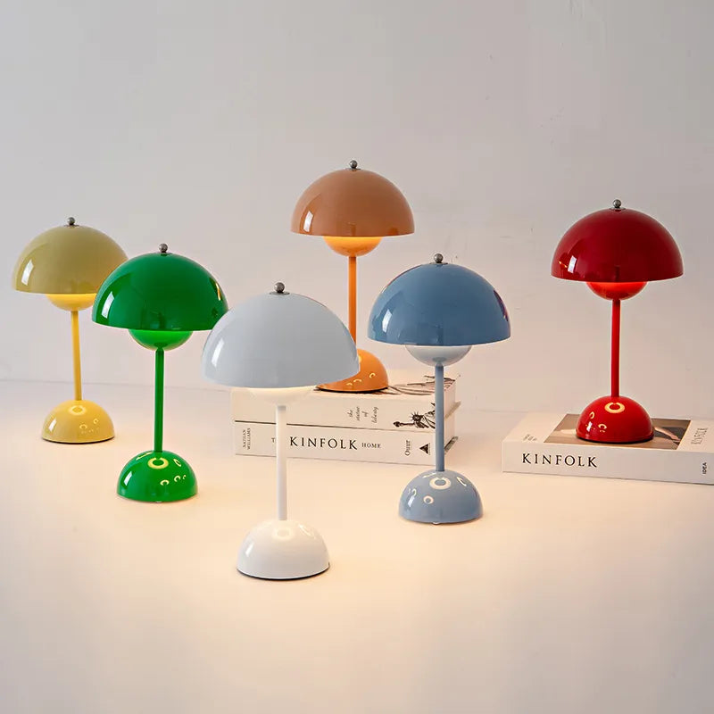 Nordic Retro Mushroom Table Lamp - Touch Control LED Desk Lamp with USB Plug
