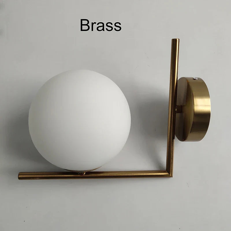 Modern Gold Wall Lamp - Stylish Wall Sconce with Bean Glass Ball Design - LED Round Ball Wall Light for Foyer, Bedroom, Bedside, Corridor, Loft