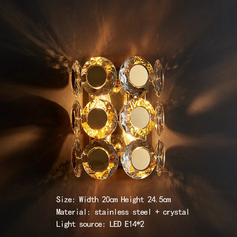 Nova New Design Creative Round Crystal Wall Lamp Art Sun Modeling Background Wall Hallway Stairwell Lighting Modern Led Wall Lamp