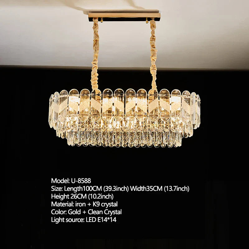 Modern Light Luxury Crystal Chandelier - Gold Finish for Dining and Living Rooms with Free Shipping