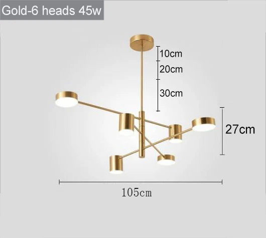Swivel LED Chandelier - Versatile for Living, Dining, Office - Sleek Black Pendant Light - Modern Home Decor