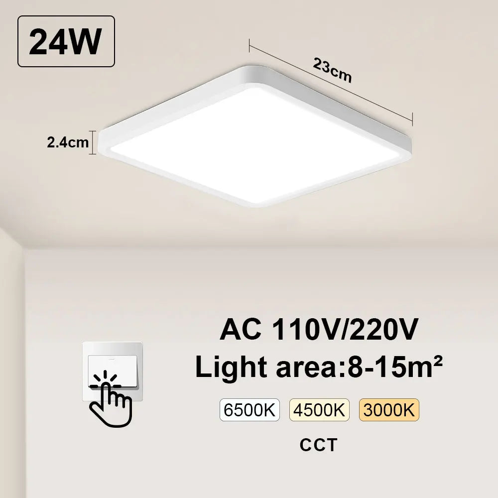 Smart LED Ceiling Lamp - 20-inch Ultra-Thin Lighting Fixture for Living Room, Bedroom, and Balcony