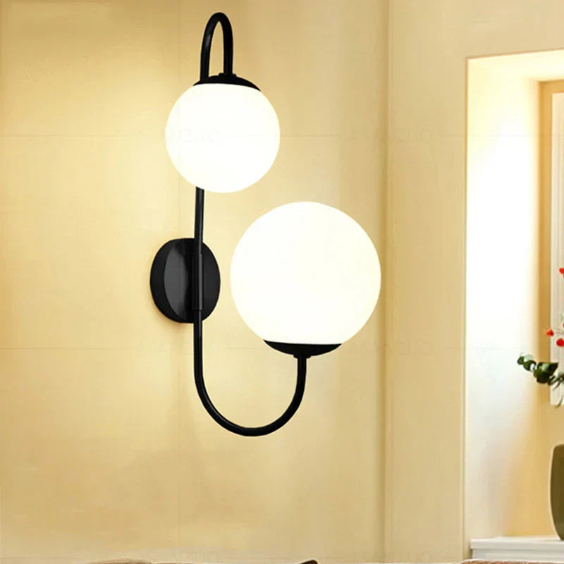 Modern Gold Wall Lamp - Stylish Wall Sconce with Bean Glass Ball Design - LED Round Ball Wall Light for Foyer, Bedroom, Bedside, Corridor, Loft