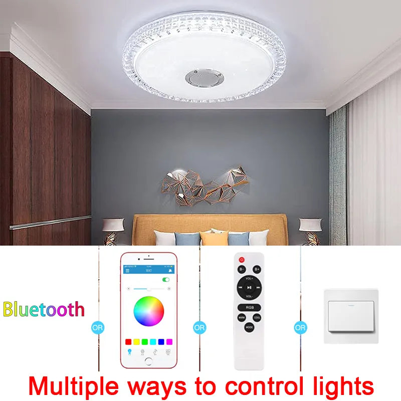 LED Ceiling Light with Smart App Control and Bluetooth Speaker - Modern Lighting for Your Living Room or Bedroom - 110/220V
