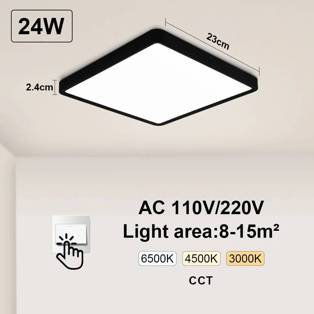 Smart LED Ceiling Lamp - 20-inch Ultra-Thin Lighting Fixture for Living Room, Bedroom, and Balcony