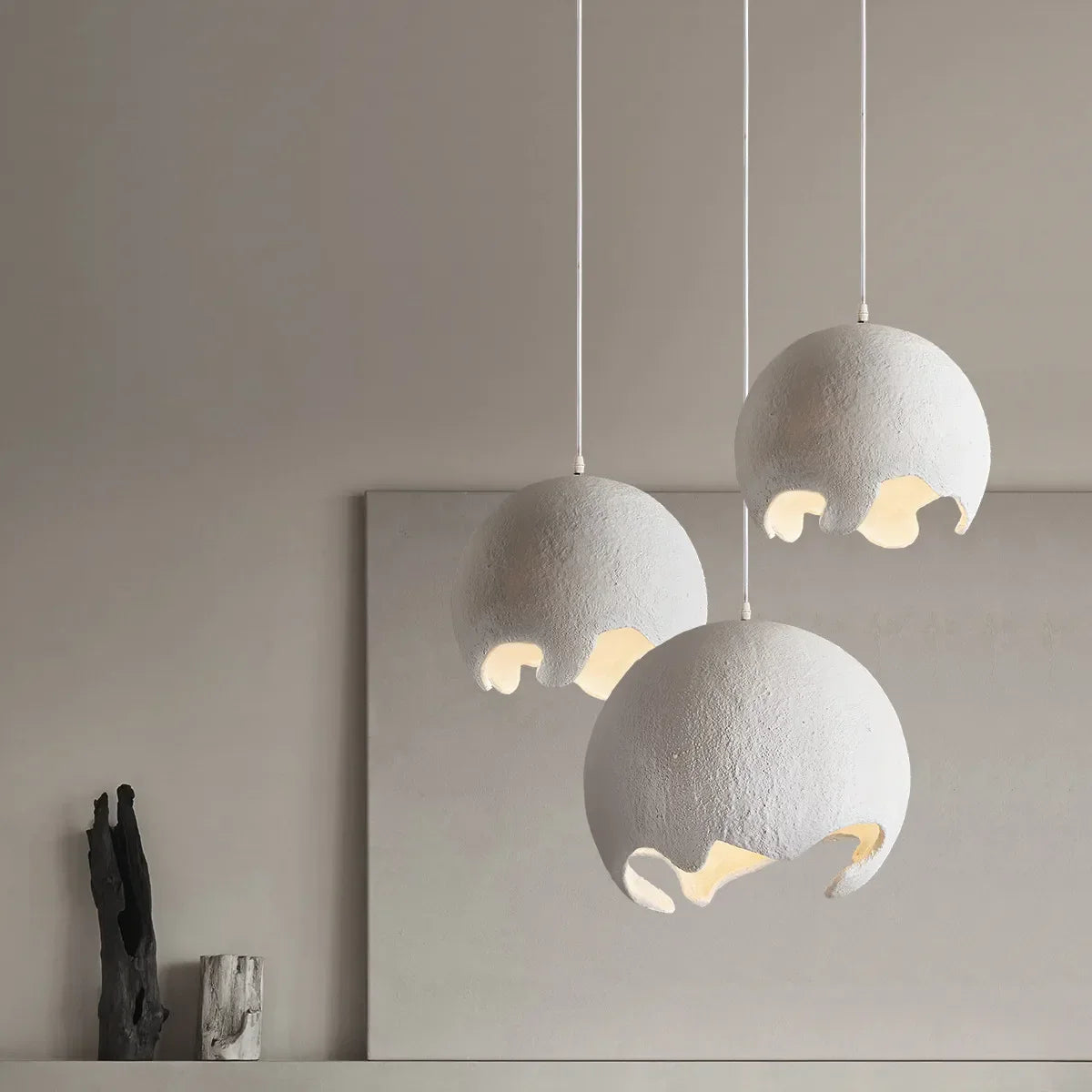 Nordic Wabi Sabi E27 LED Pendant Lights - Japan Restaurant Resin Hanging Lamp for Dining Room, Bar, and Unique Suspended Light Fixtures