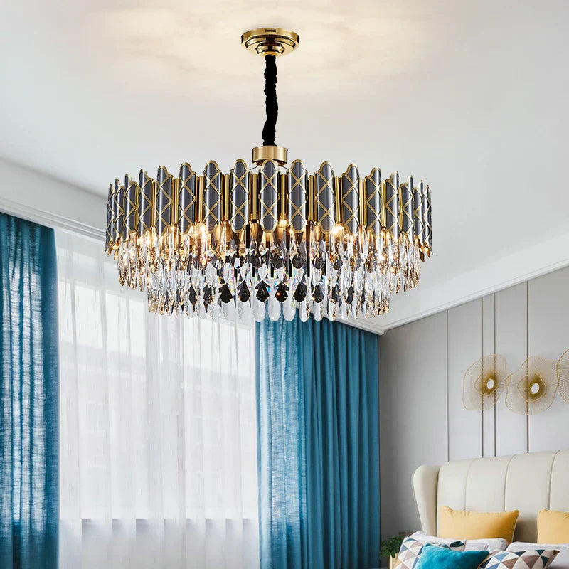 Elegant Post-Modern Black Crystal Chandelier - A Simple Atmosphere Fixture for Living Rooms, Bedrooms, and Dining Spaces