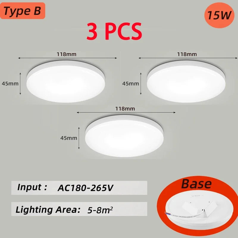 Modern LED Panel Light for Indoor Spaces - Versatile Round & Square Ceiling Lamp Fixture