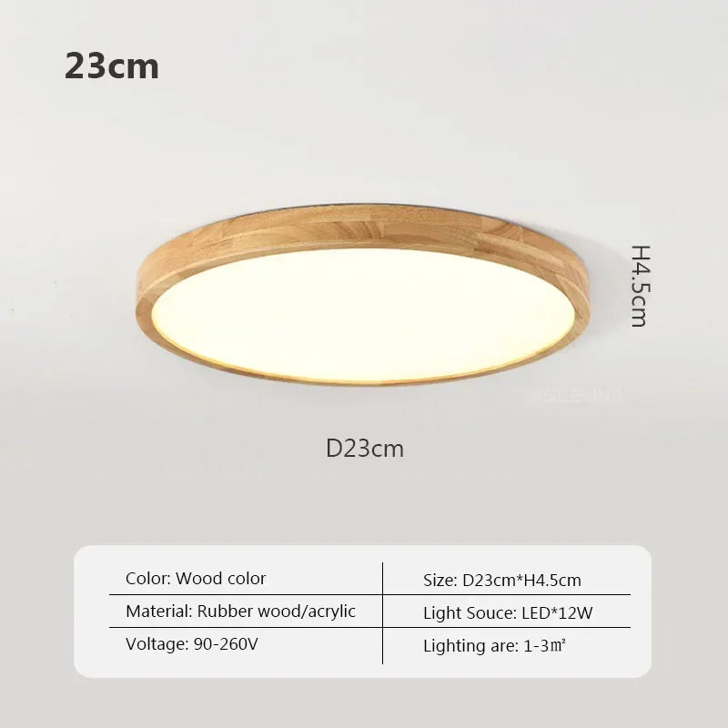 LED Ultra-thin Ceiling Lamp - Nordic Wooden Decorative Lamp - Perfect for Bedroom, Living Rooms, Balcony, and Corridor - Modern Iron and Acrylic Lighting Fixture