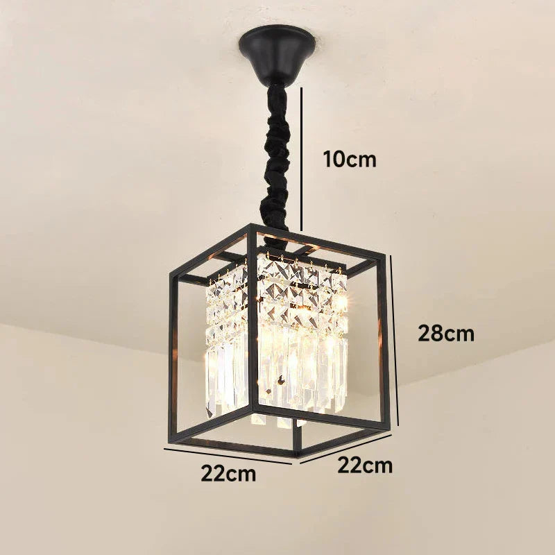 Modern Crystal Chandelier Black /Gold Haning Lamp For Dining Room Luxury Home Decor Kitchen Island Lighting Led Rectangle Lustre