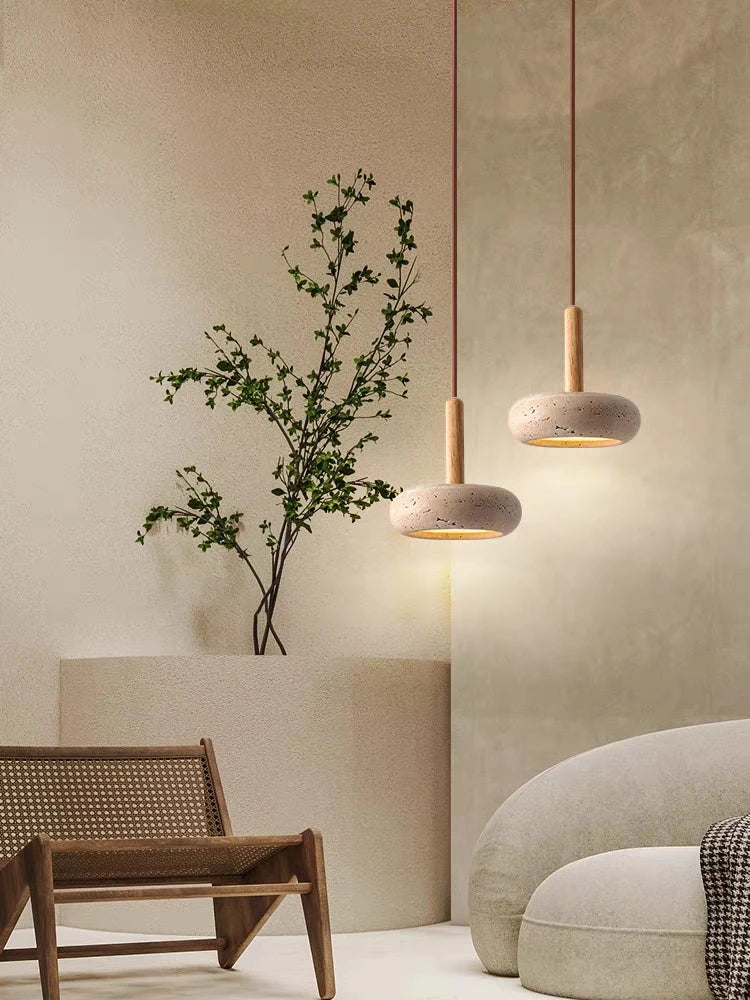 Hole Stone Wabi-Sabi Restaurant Chandelier - Illuminate Your Space with Nordic Log Elegance