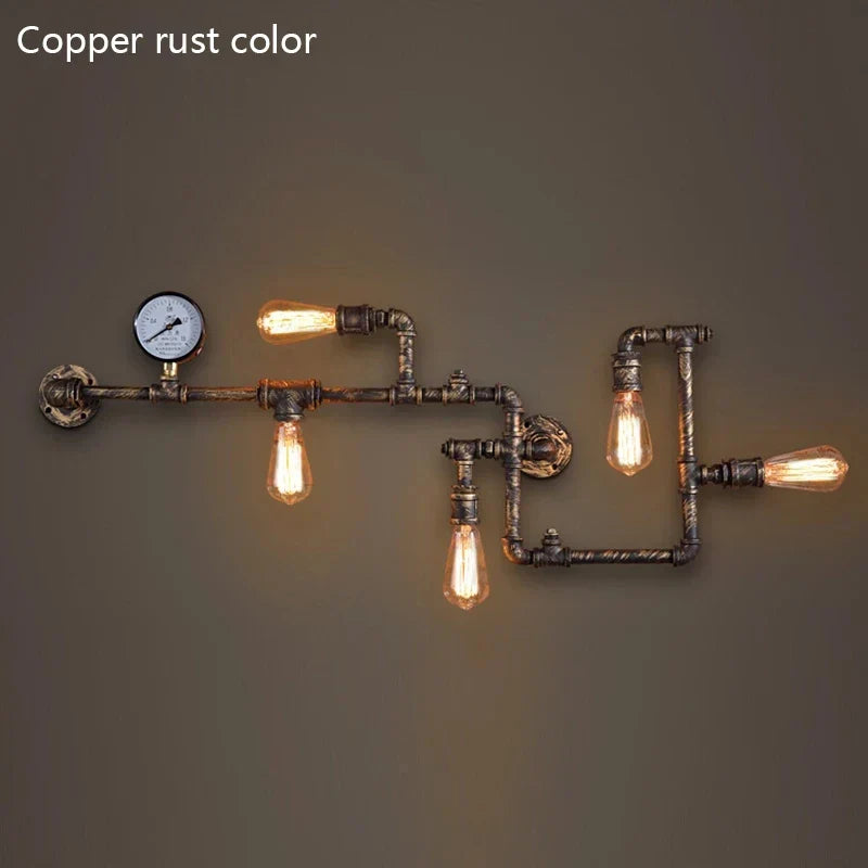 Vintage Retro LOFT Industrial Wall Light - Unique Water Pipe Gear LED Wall Lamp for Restaurant, Bar, and More
