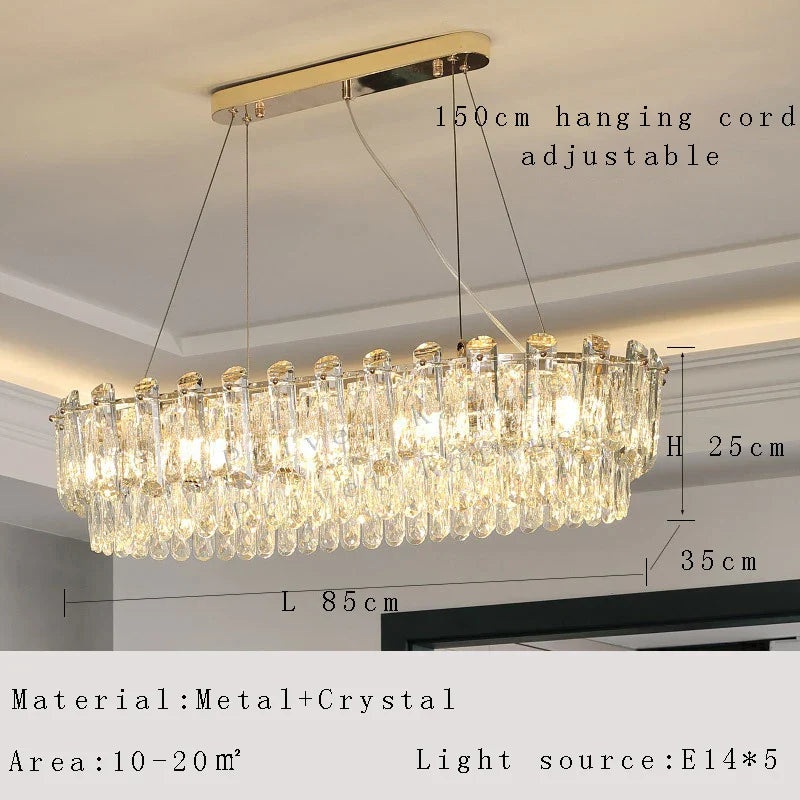 Elegant LED Transparent Crystal Chandelier - A Modern Light Luxury Fixture for Living Room Decor