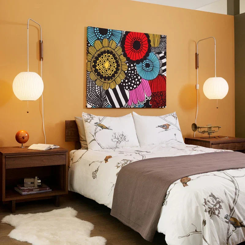 Japandi Design Nelson Wall Lamp - Hand-Woven Silk Light for Elegant Living Room and Bedroom Decor