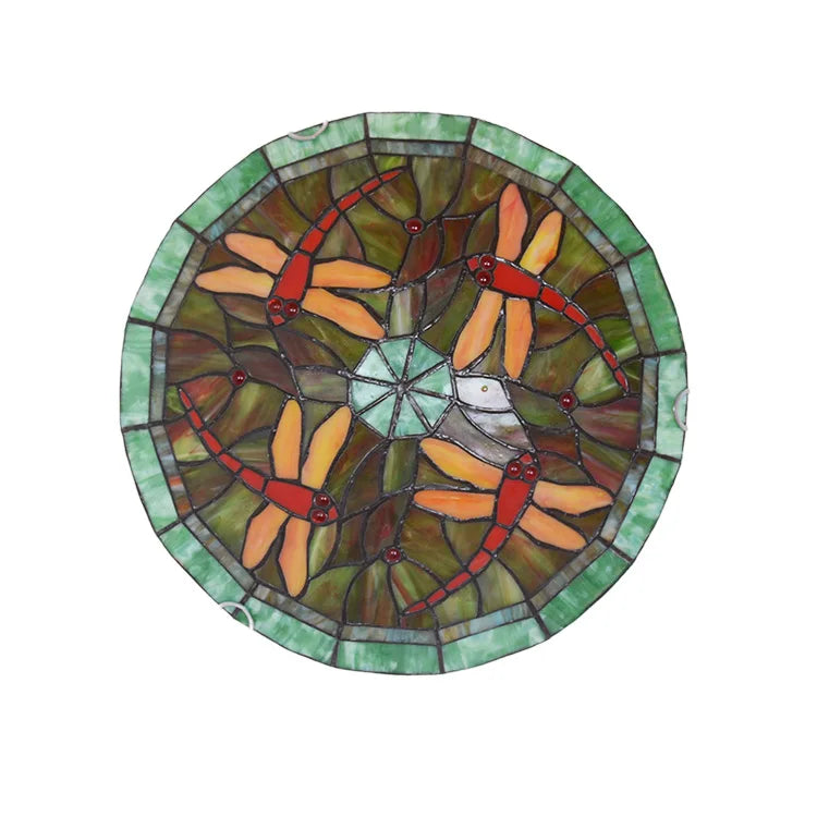 Tiffany Stained Glass Round Ultra-Thin Ceiling Lamp - Elegance for Balconies, Corridors, Bedrooms, and Children's Rooms