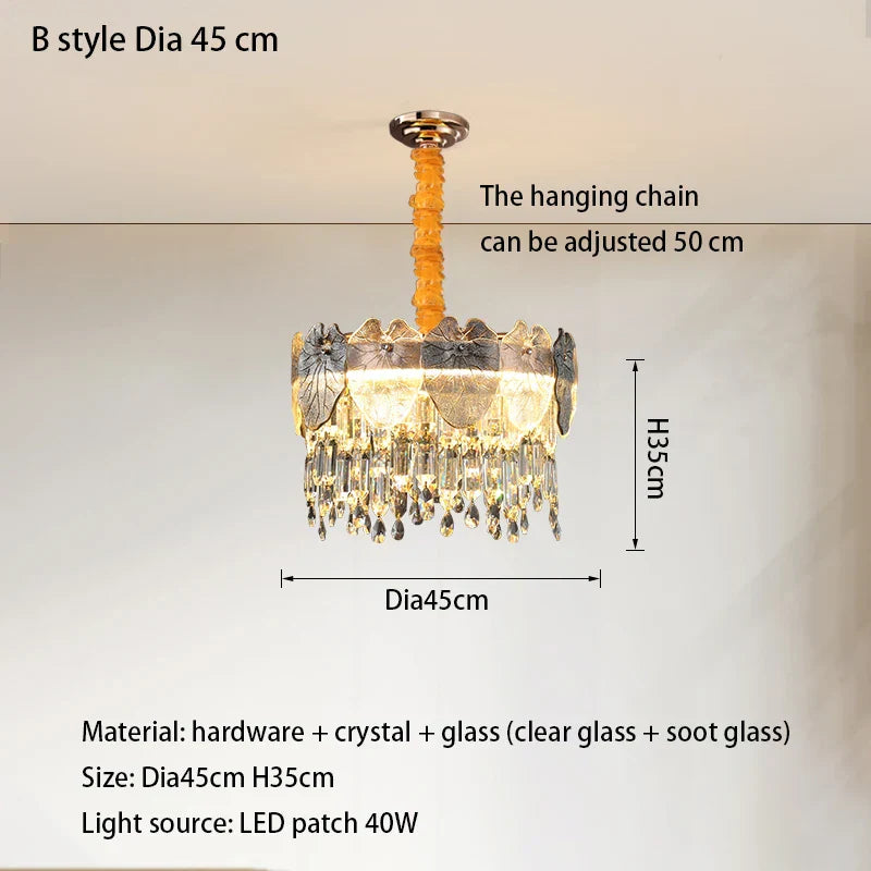 New Modern LED Pendant Lamp - Gold Luxury Round Crystal Ceiling Chandelier for Living Rooms, Bedrooms, Dining Rooms, and Kitchens
