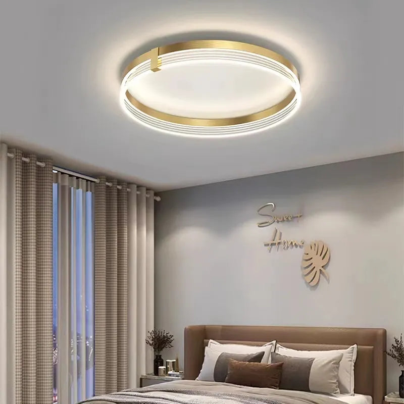 Modern Minimalist LED Bedroom Ceiling Lamp - Round LED Ceiling Lights with Remote Control for Home Indoor Decoration Lighting Fixtures