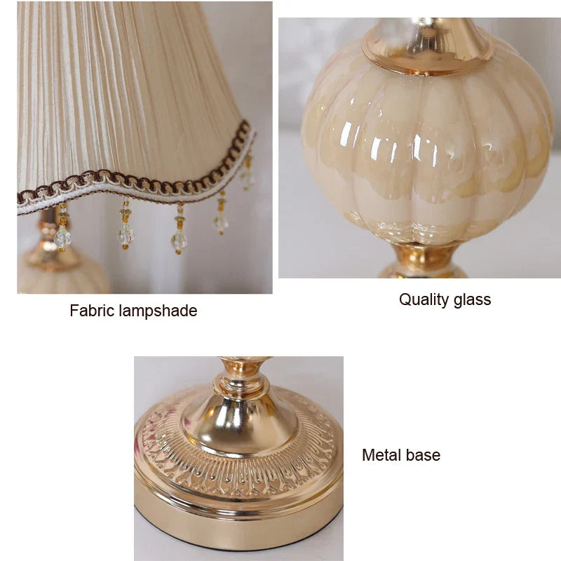 Modern European Vintage Fabric Table Lamp - Stylish Lighting for Bedroom, Living Room, and More