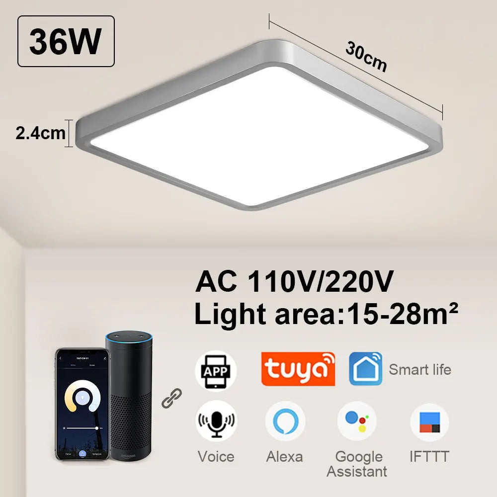 Smart LED Ceiling Lamp - 20-inch Ultra-Thin Lighting Fixture for Living Room, Bedroom, and Balcony