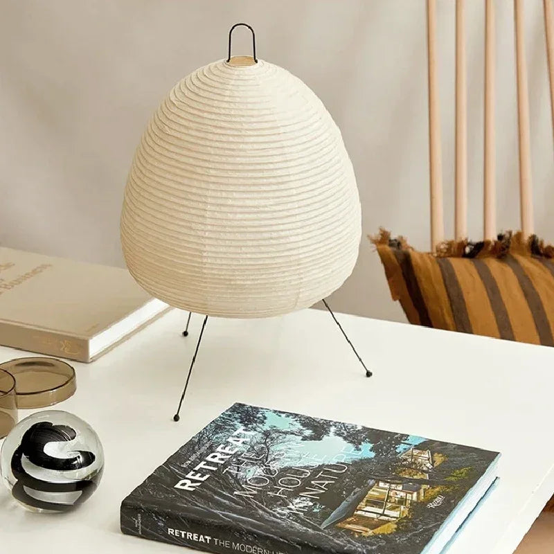 Japanese Rice Paper Lantern LED Table Lamp - Artistic Decor for Living Room, Bedroom, and Study