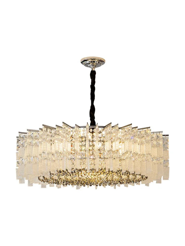 Elegant LED Crystal Chandelier for Luxurious Living Rooms - Chrome/Gold Round Design - Perfect Indoor Lighting Fixture