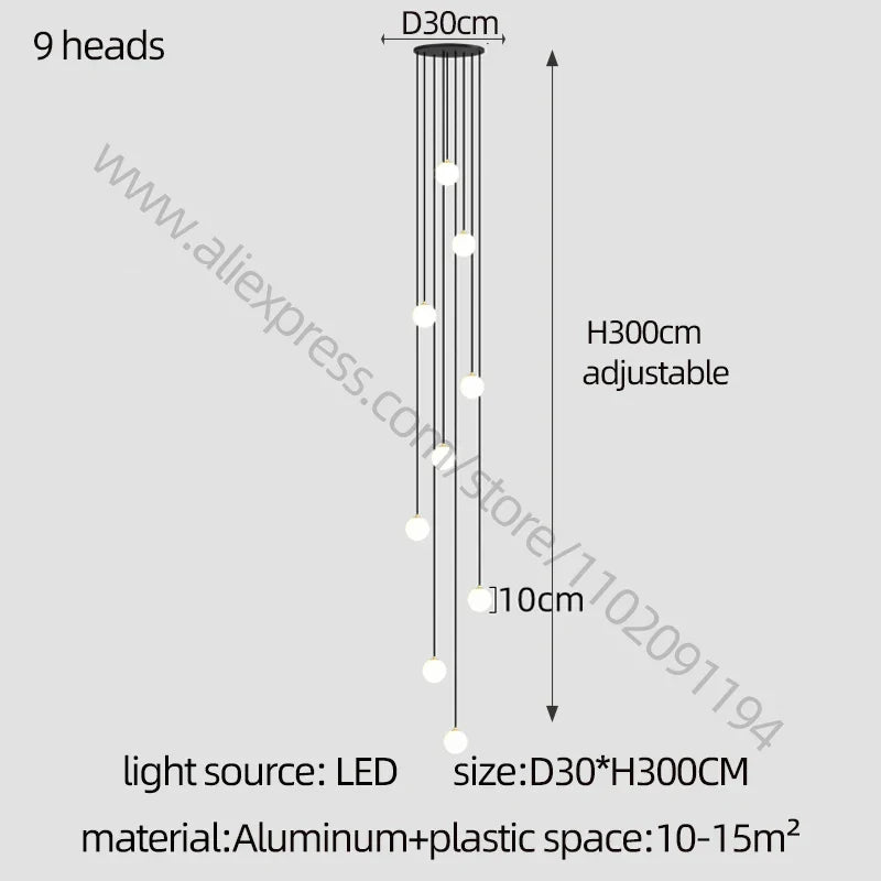 Elegant LED Staircase Chandelier - Illuminate Your Duplex Apartment with Modern Luxury