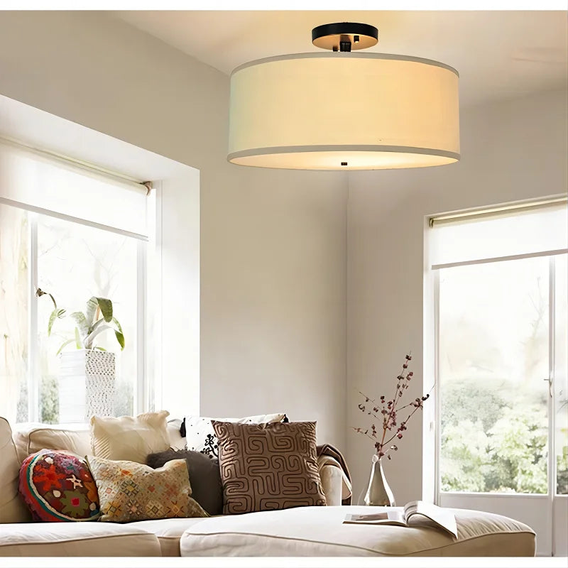 Chic American Country Fabric LED Ceiling Lights - Versatile Lighting for Modern Interiors