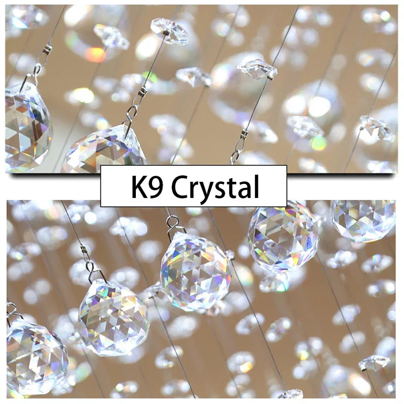 Modern LED Crystal Ball Rectangle Ceiling Lights - Contemporary Elegance for Living Rooms and Beyond