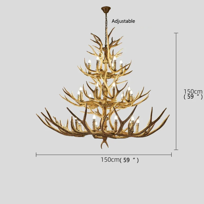 Retro LED Antler Chandeliers - Creative Resin Pendant Lamps for Living, Dining Rooms, Bars, Hotels, and Decor Lighting