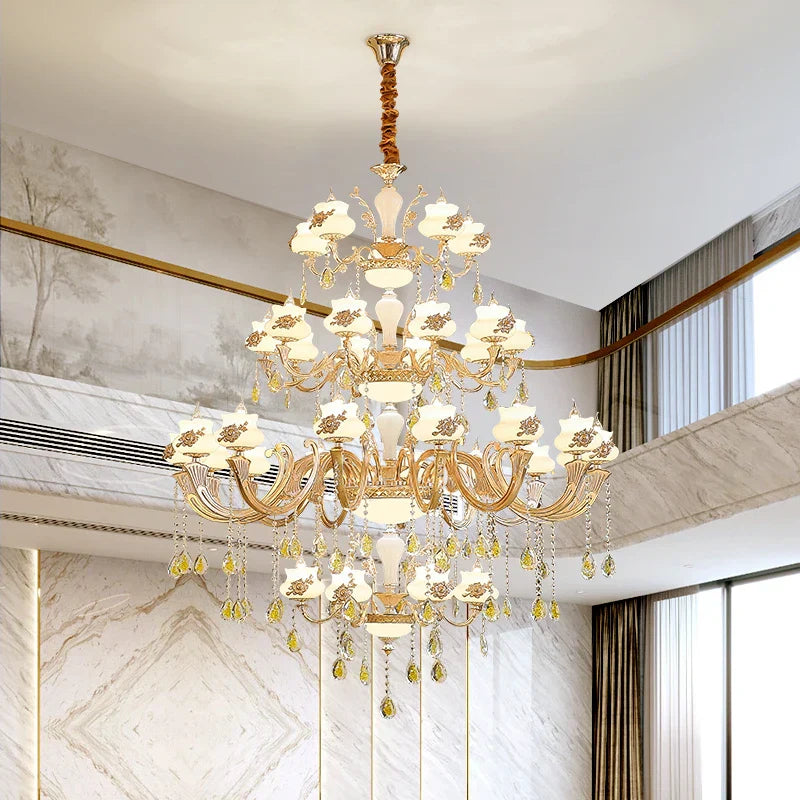 European-Style Duplex Building Large Chandelier - Villa Elegance for Spacious Living and Hotel Grandeur