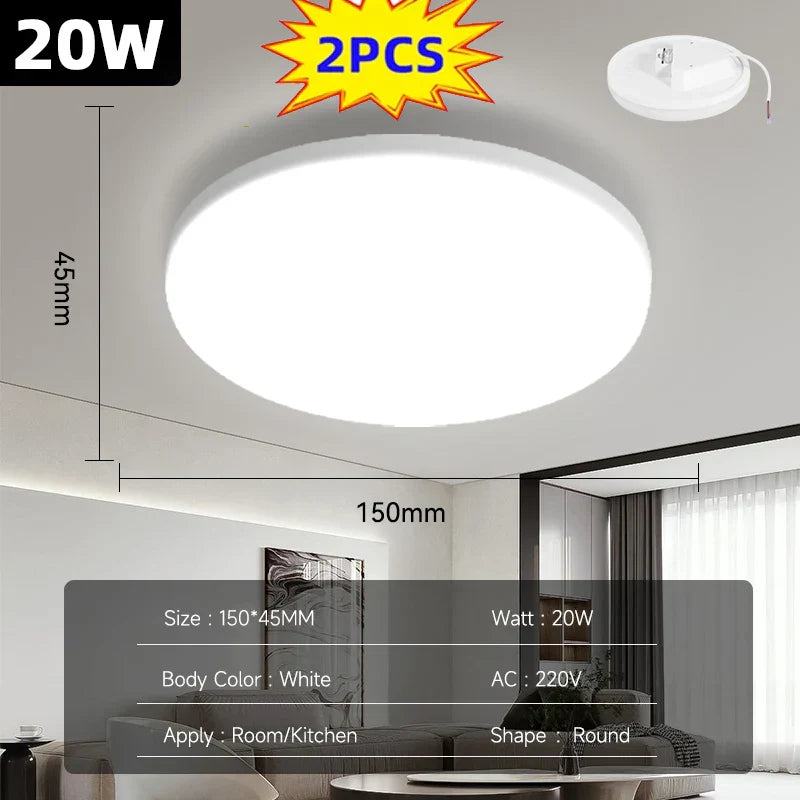 Round LED Ceiling Lights - Modern Ceiling Lamp for Living Room, Bedroom, Kitchen, Balcony, and Corridor - Available in 15W, 20W, 30W, and 50W