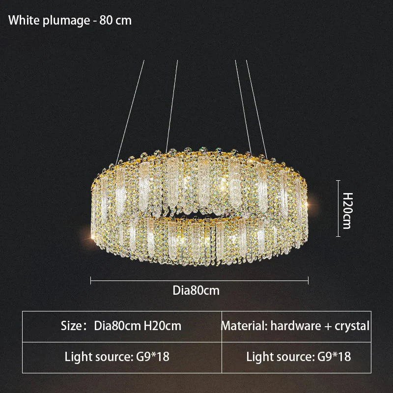 Elegant Feather Crystal Chandelier - A Light Luxury Masterpiece for Bedrooms, Living Rooms, Restaurants, and Villas