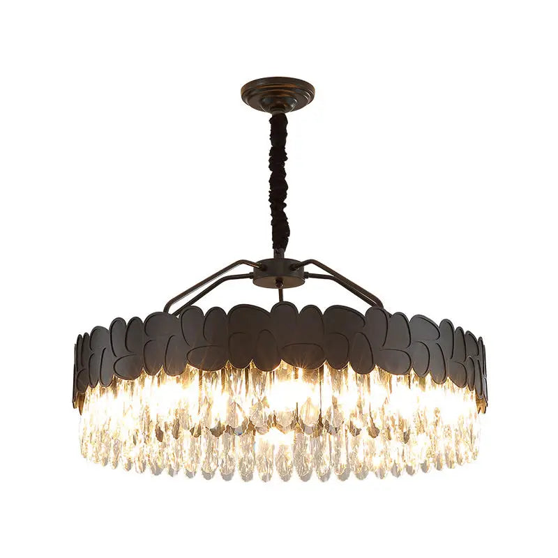 New Design Creative Black/Gold Hall Bedroom Crystal Round Chandelier Modern Rectangular Dining Room Brilliant Crystal Chandelier