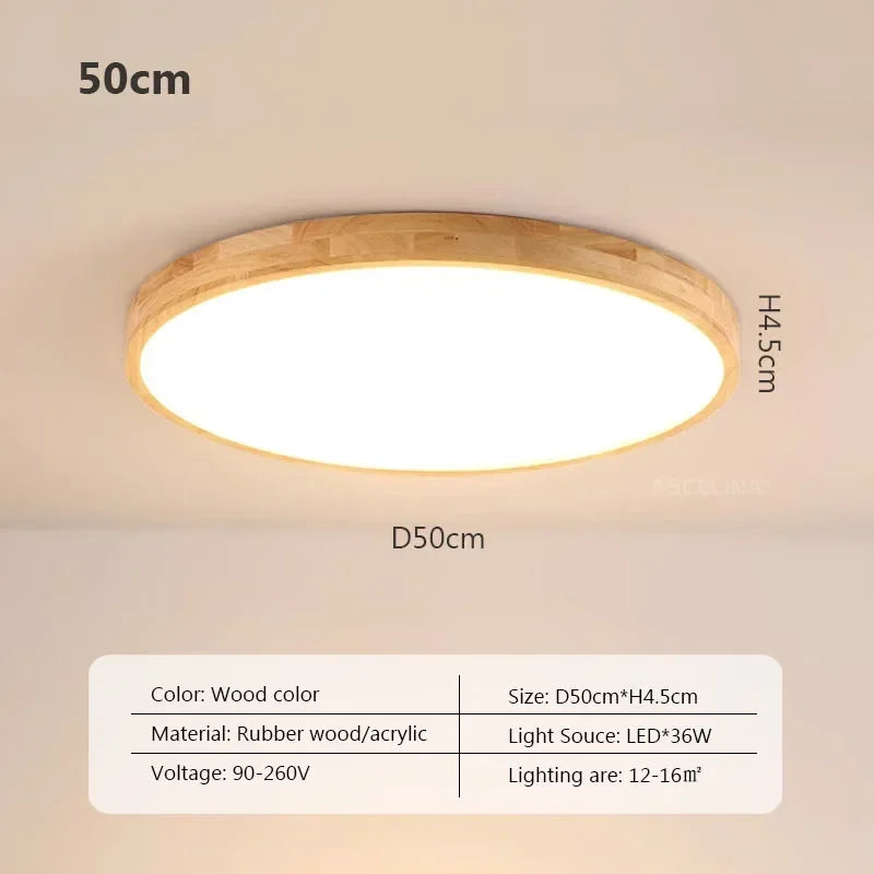 LED Ultra-thin Ceiling Lamp - Nordic Wooden Decorative Lamp - Perfect for Bedroom, Living Rooms, Balcony, and Corridor - Modern Iron and Acrylic Lighting Fixture