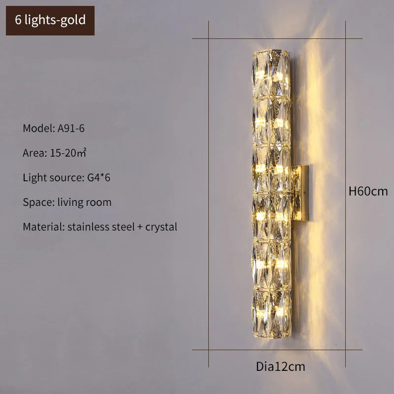 Elena - Modern Simple Light Luxury High-end Crystal Wall Lamp Living Room TV Background Wall Corridor Bedroom Bedside Long Wall Lamp