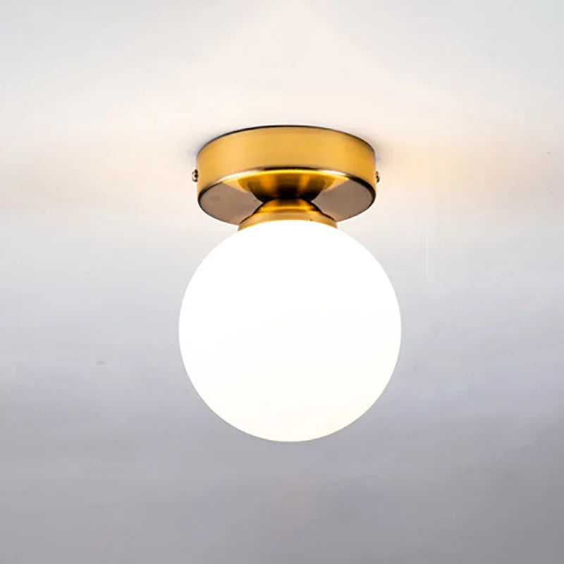 Modern Round Glass Ball Ceiling Lamp - Aisle and Corridor Surface Mounted Decor Ceiling Lights with Milky Frosted Glass Cover (G9/E27)
