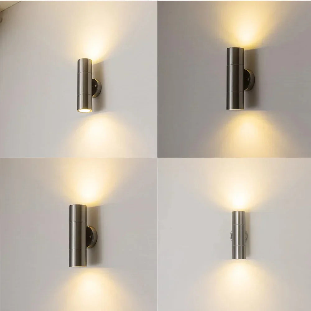Stainless Steel Shiny LED Wall Lamp - Elegant Outdoor Lighting for Bedrooms, Gardens, and Porches