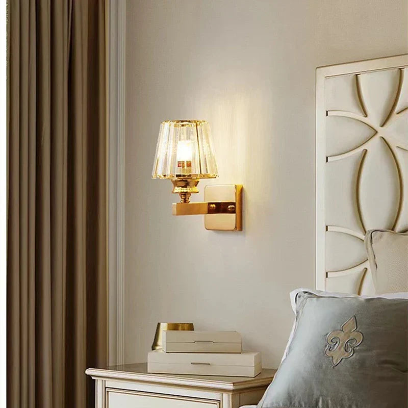 Modern Luxury Gold Wall Lamp - Nordic Creative Crystal Sconce for Living Room, Hallway, Bedside, and Indoor Decoration with Metal LED Wall Light