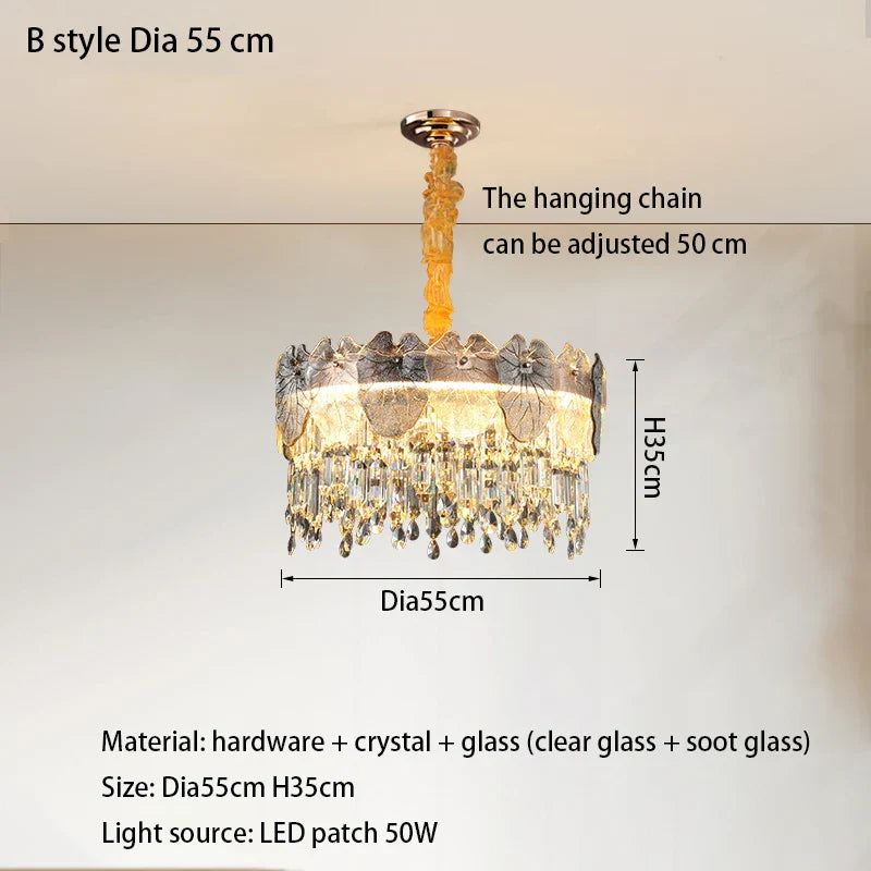 New Modern LED Pendant Lamp - Gold Luxury Round Crystal Ceiling Chandelier for Living Rooms, Bedrooms, Dining Rooms, and Kitchens