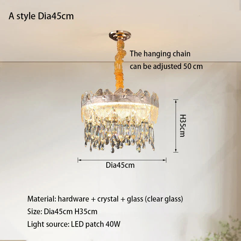 New Modern LED Pendant Lamp - Gold Luxury Round Crystal Ceiling Chandelier for Living Rooms, Bedrooms, Dining Rooms, and Kitchens