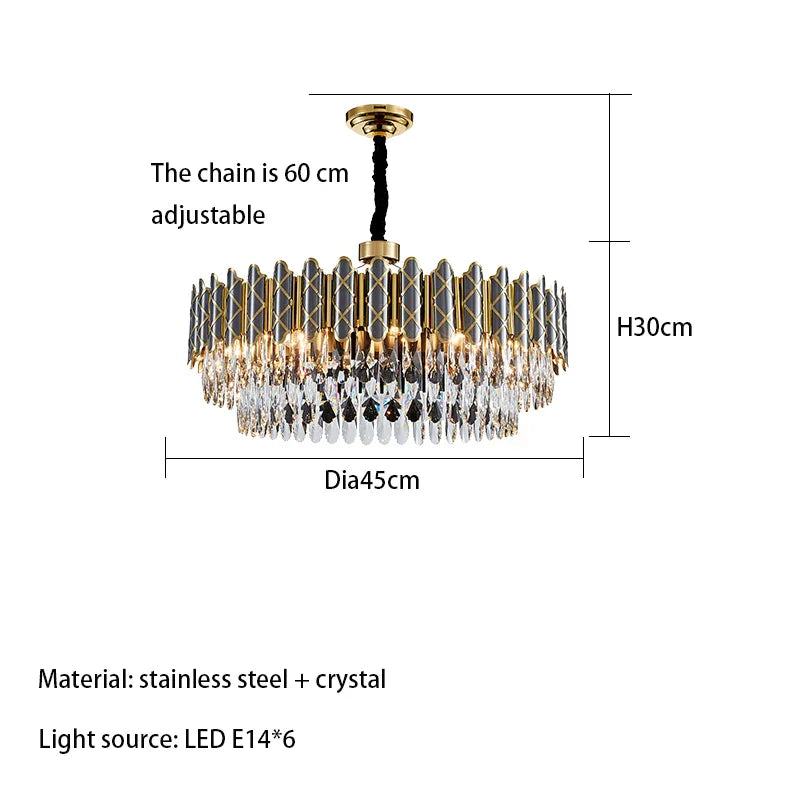 Elegant Post-Modern Black Crystal Chandelier - A Simple Atmosphere Fixture for Living Rooms, Bedrooms, and Dining Spaces