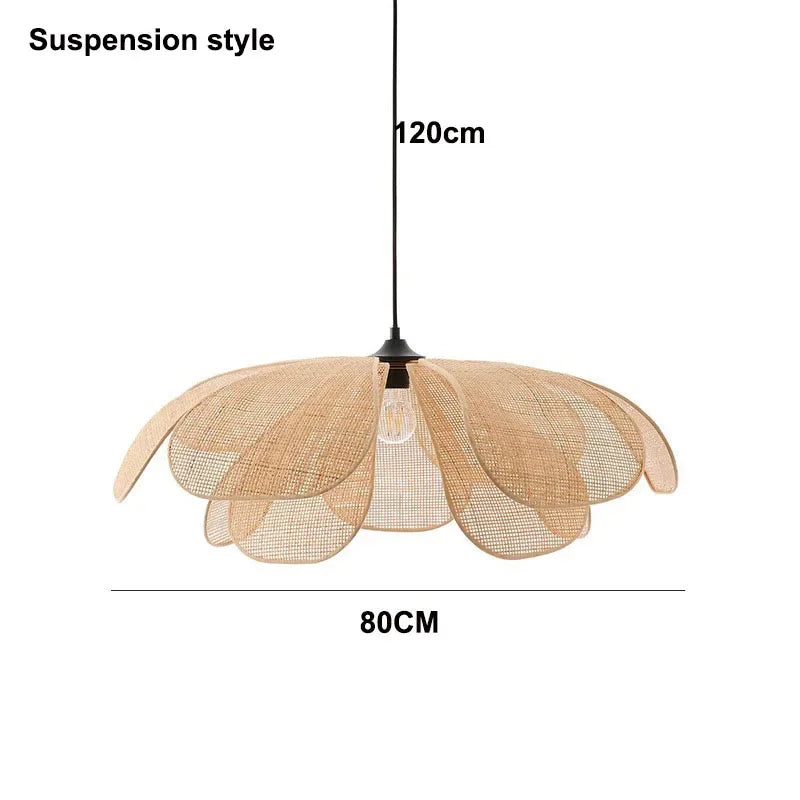 Designer Handmade Rattan Flower Chandelier - Rustic Elegance for Your Living and Dining Spaces