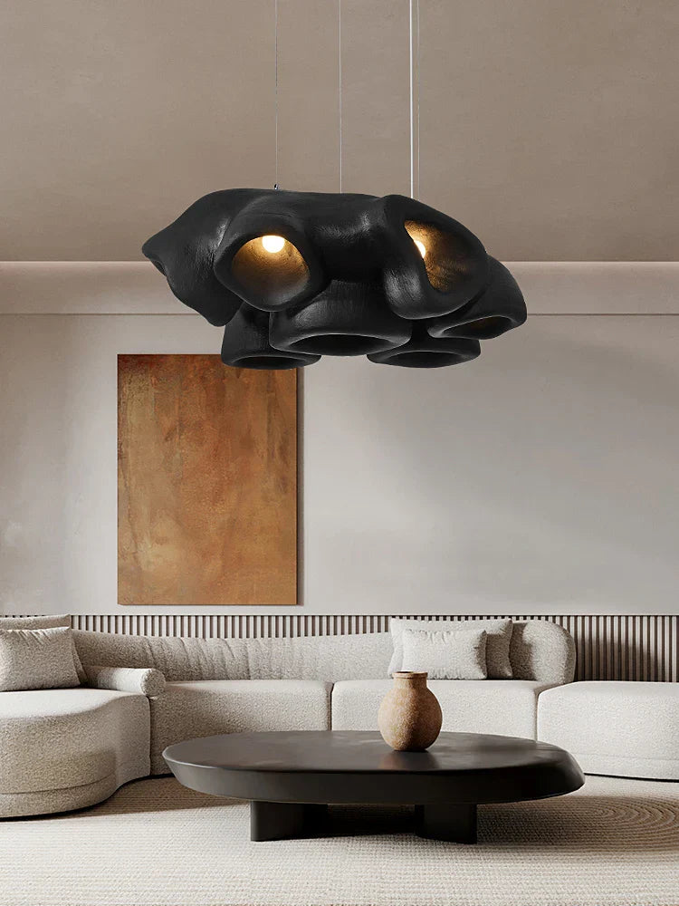 Nordic Living Room Wabi Sabi Chandelier - Minimalist LED Pendant Lighting for Dining Rooms, Bars, and Cafes