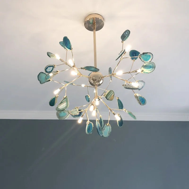 Nordic Colorful Agate LED Ceiling Chandeliers - Illuminate Your Living, Dining, and Bedroom with Artistic Elegance