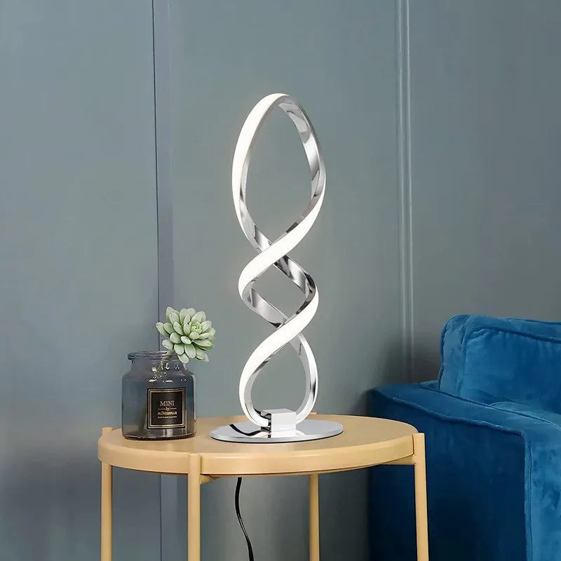 Modern Silver LED Table Lamp - Luxury Adjustable Brightness for Bedroom, Study, and Home Decoration