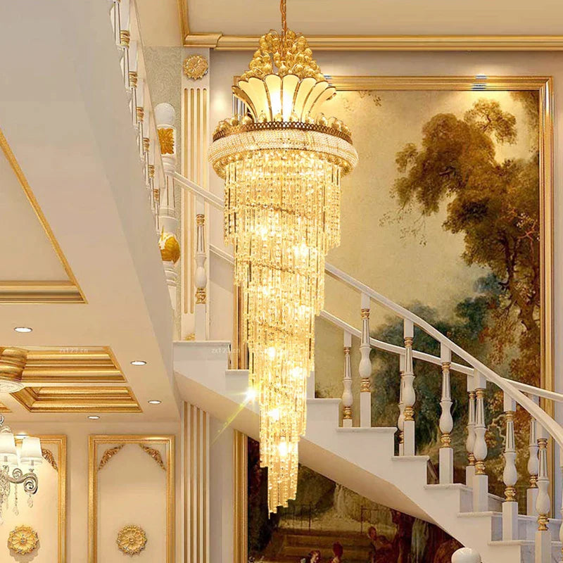 Elegant European-Style Crystal Chandelier - Ideal for Duplex Buildings, Hotel Villas, and Grand Staircases