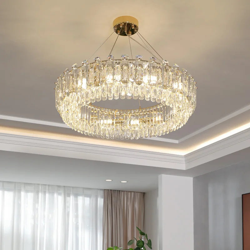 Elegant LED Transparent Crystal Chandelier - A Modern Light Luxury Fixture for Living Room Decor